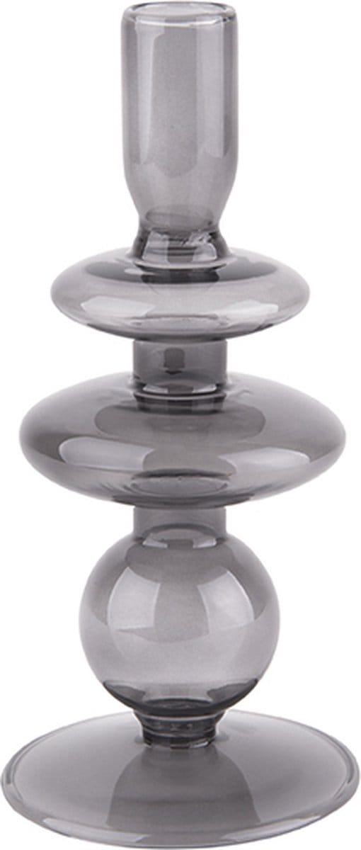 Kandelaar - Glas Ringen Zwart Klein