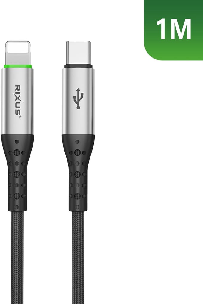 Rixus RXUC22L Auto Disconnect USB-C To Lightning Cable Black