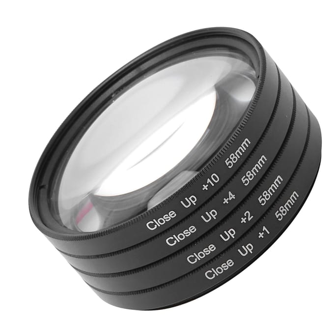 Optisch glas Macro Close-up +1 +2 +4 +10 Lensfilterkit 58mm voor Canon Nikon Sony-camera's gray