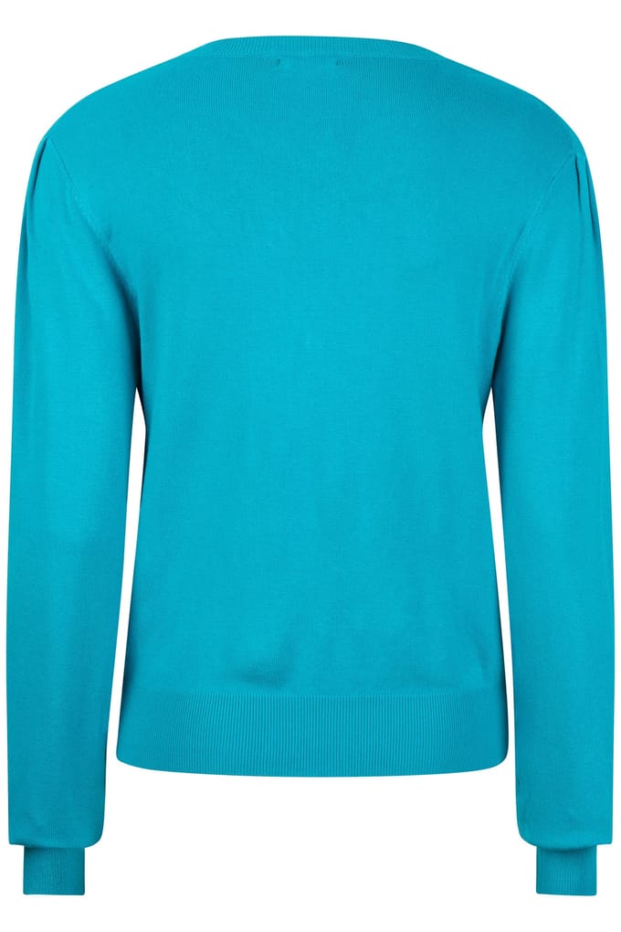 EsQualo Cardigan Puff Slve Basic Knit Peacock Blue Maat: S | Cardigans Outlet | Dames | Blauw