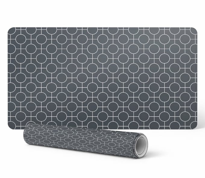 Beschermende vinyl werkmat met geometrische cirkels, 90x45 cm