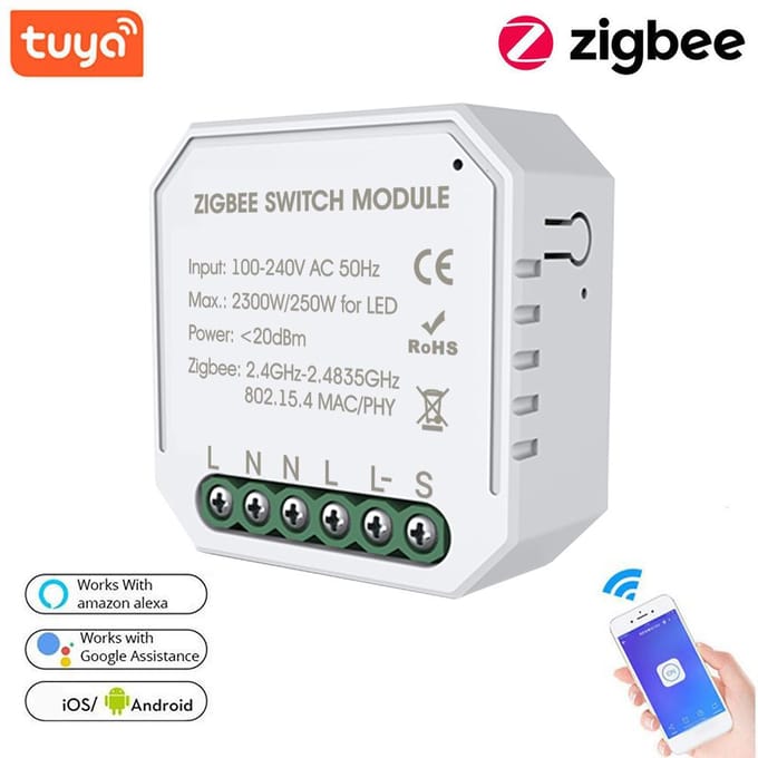 Tuya Zigbee DIY Enkelpolige Slimme Schakelaar Kleine Behuizing APP Afstandsbediening Zigbee Schakelaar Timer Licht 2PCS white