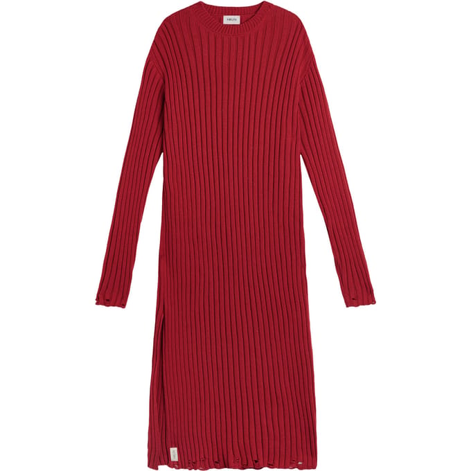 Mikuta The Red Knit Longsleeve Dress Maat: M | Maxi Jurken Outlet | Dames | Rood