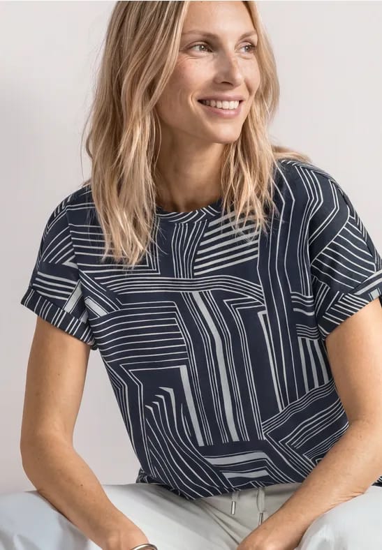 Shirt met Silk-Look en ronde hals