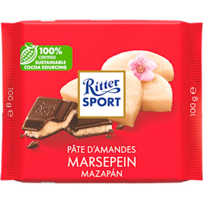 Chocolade Ritter Sport puur-marsepein 100gr
