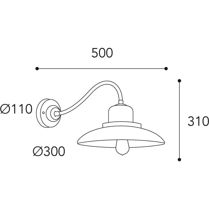 Moretti Luce Wandlamp Patio 1690, antiek messing