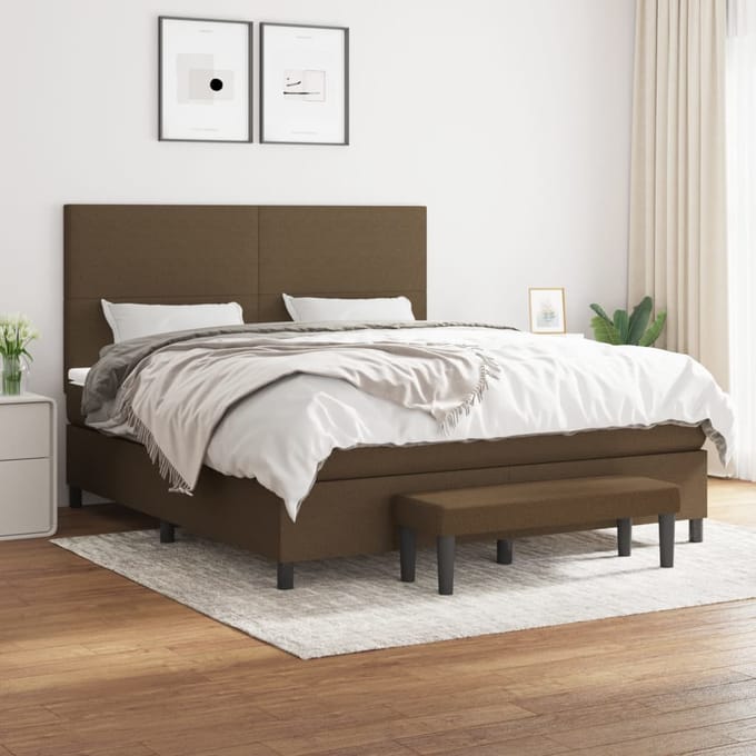 vidaXL - Boxspring - met - matras - stof - donkerbruin - 160x200 - cm