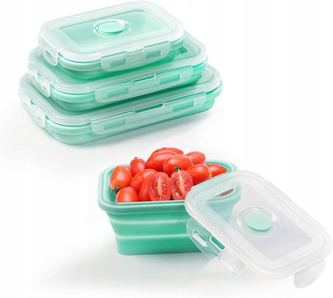 3 Stuks Opvouwbare Vershouddozen Set - Inklapbare Siliconen Containers voor Brood en Voedsel