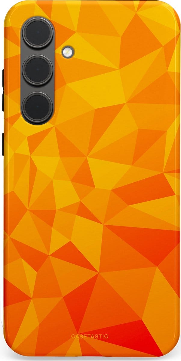Casetastic hoesje geschikt voor Samsung Galaxy S24 Plus - Dubbellaagse bescherming - Citrus Polygoon - Fashion Case - Oranje Okergeel