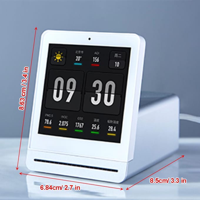 Luchtkwaliteitsmonitor is belangrijk Smart Home Gadgets Temperatuur- en vochtigheidsmonitor Co2-detector PM2.5 0 wit