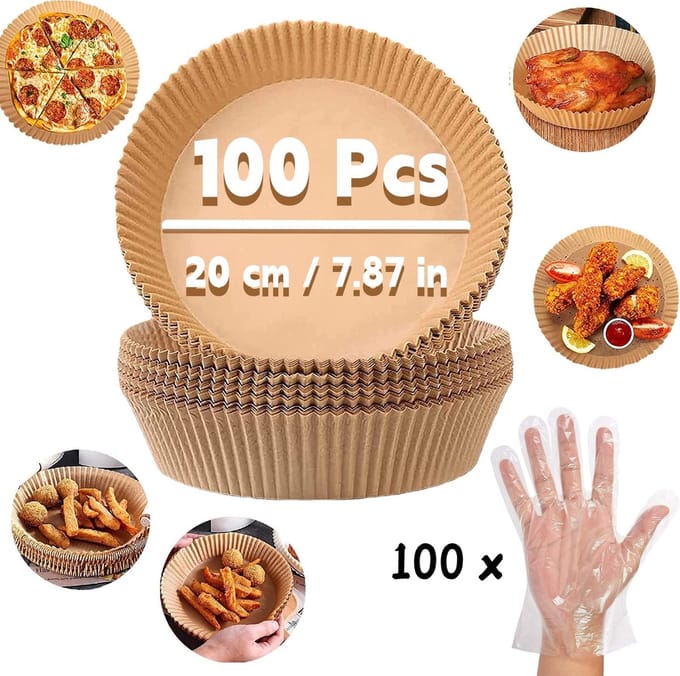 Airfryer Bakpapier - 100 Stuks - Wegwerpbakjes - 20cm - Airfryer Accesoires - Heteluchtfriteuse