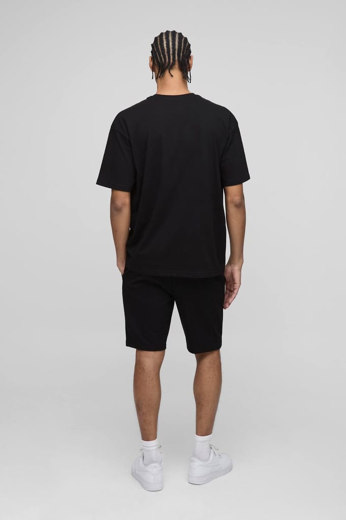 260GSM Loopback Basic MAN. Slim Fit Middenlengte Shorts | Black | Size XS