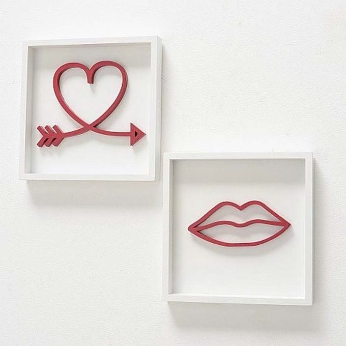 tekstbord valentijnset van 2 stuks hart kus