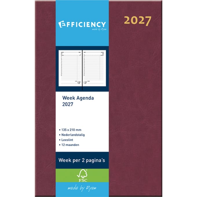 Agenda 2025 Ryam Efficiency Baladek 7dagen/2pagina's bordeaux