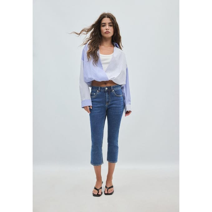 Stradivarius Bimaterialen ballonblouse  Hemelsblauw XL