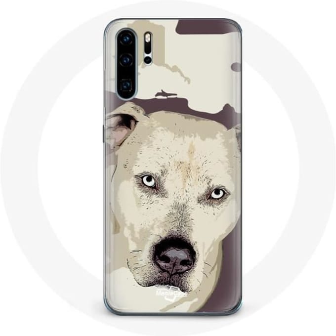 Coque - MANIACASE - Huawei P30 - Souple - Chien de Pitbull - Blanc blanc
