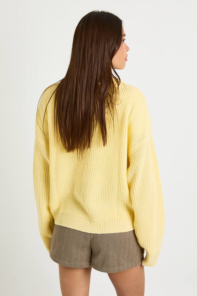 boohoo Dames Zachte gebreide trui met ritssluiting | Butter | Maat: Large