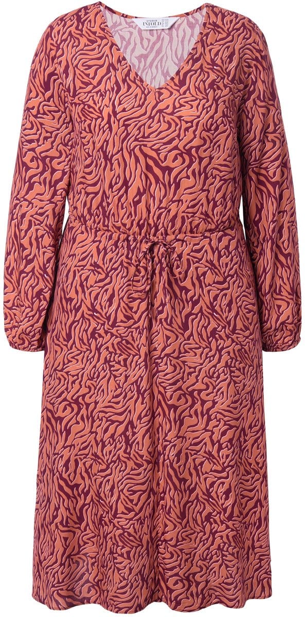 Studio Untold - Dames - Maxi-jurk A-lijn zebra wikkeleffect - Wijnrood - Maat 54+