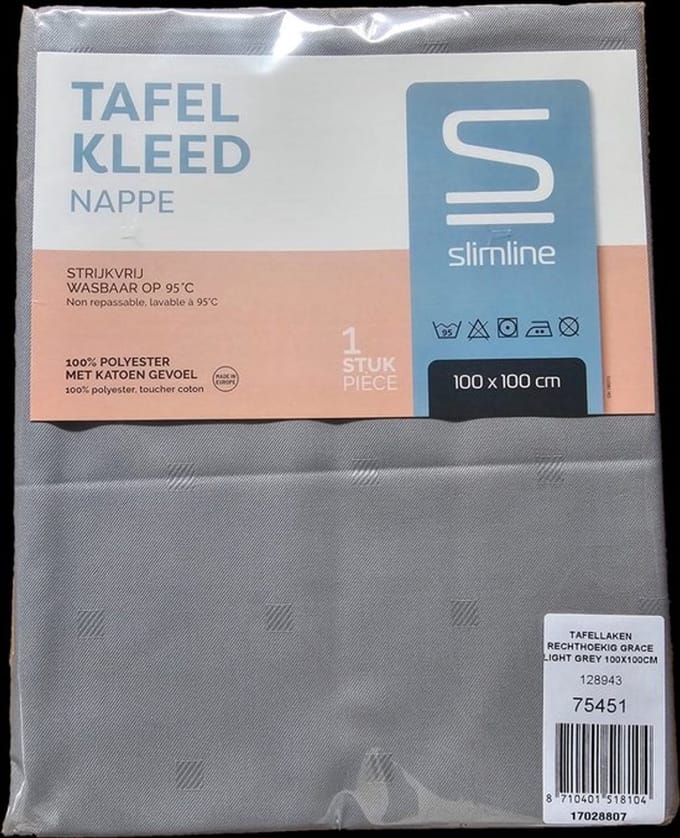 Slimline tafelkleed 130x130cm Lichtgrijs