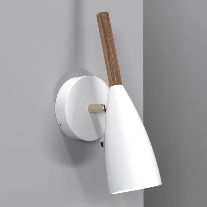 DFTP by Nordlux PURE wandlamp in wit met houten element