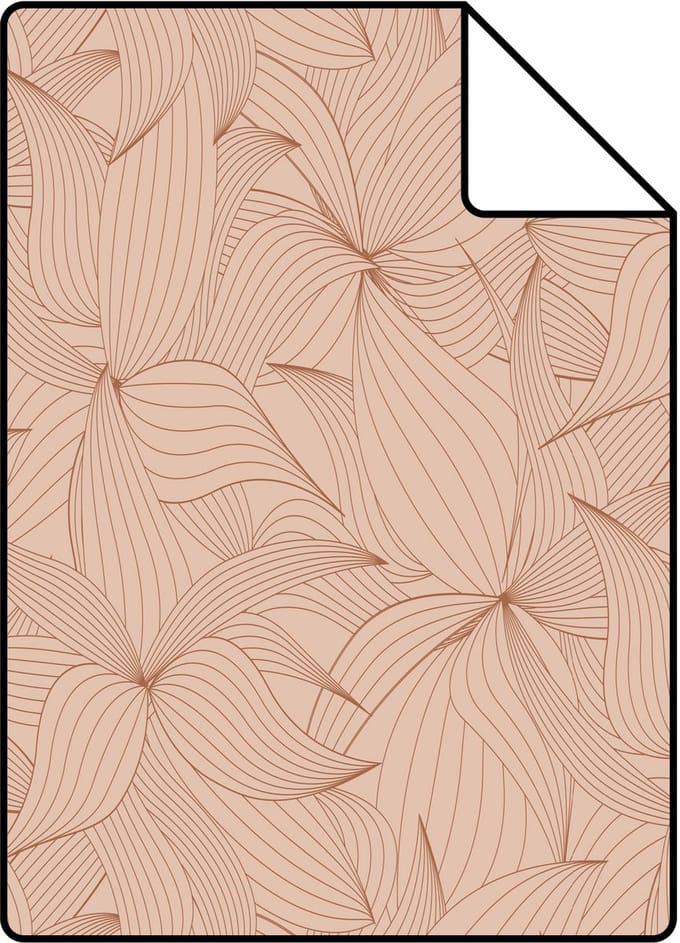 Proefstaal ESTAhome behang getekende bladeren licht terracotta - 26.5 x 21 cm - 139496-S