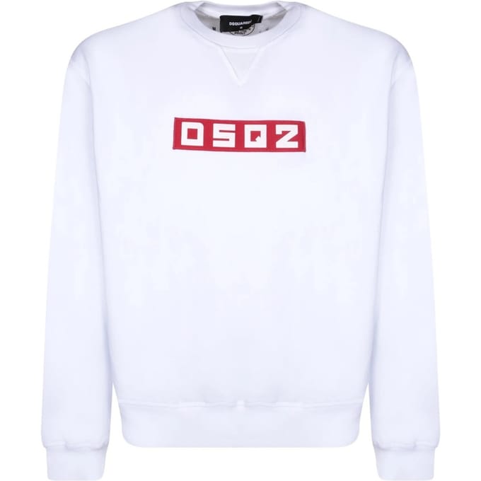 Dsquared2 klein bloklogo wit sweatshirt