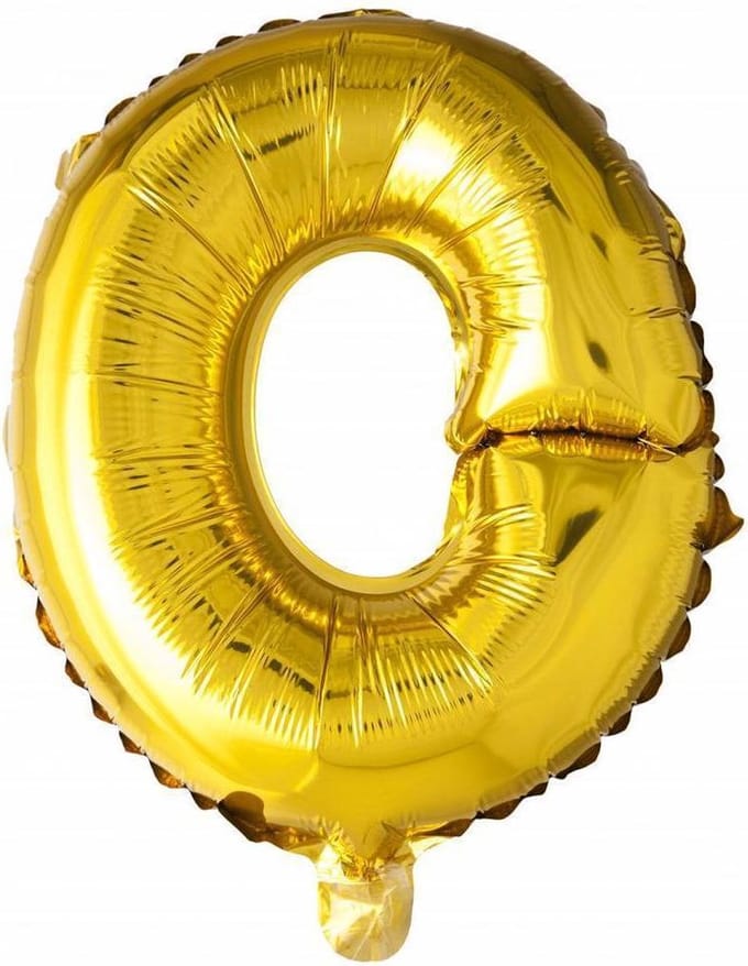 Folie Ballon Letter O Goud 41cm met Rietje
