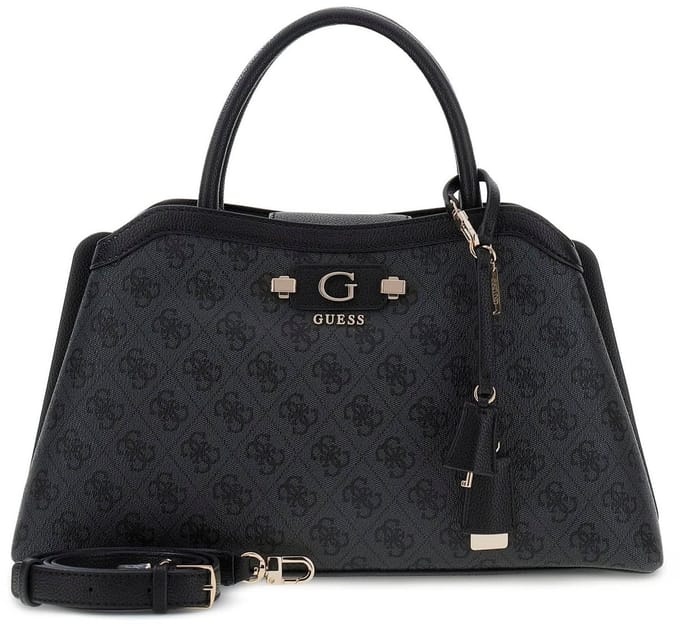 GUESS schoudertas handtas Lindsey Girlfriend Satchel Coal Logo donkergrijs