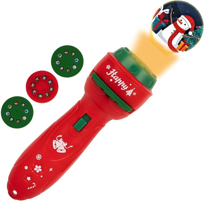 Algemene kerstzaklampprojector, 24 verschillende sneeuwpoppen, kerstprojectiespeelgoed, oplaadbare ledlamp, rood