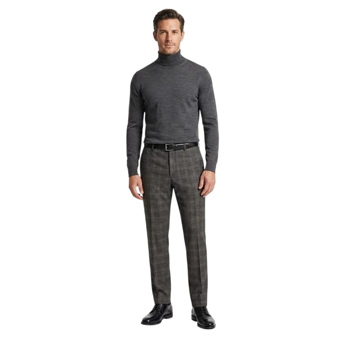 Ted Baker Herenbroek met ruitjespatroon en rechte pasvorm (Grijs)