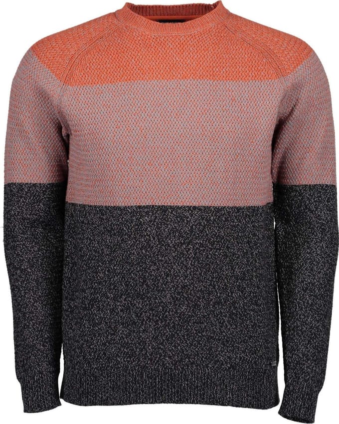 Blue Seven heren trui oranje/roest/grijs - maat M