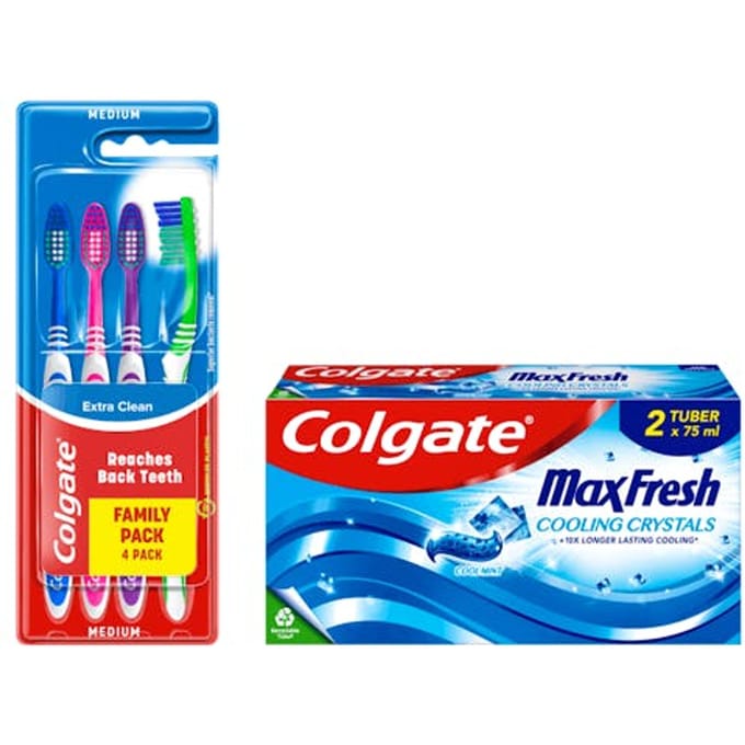 Colgate Toothpastes &amp; Toothbrushes Bundle 4 pcs + 75 ml + 75 ml