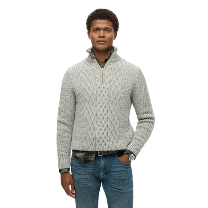 Superdry Jacob Cable Knit Half Zip Trui Heren - Maat XL