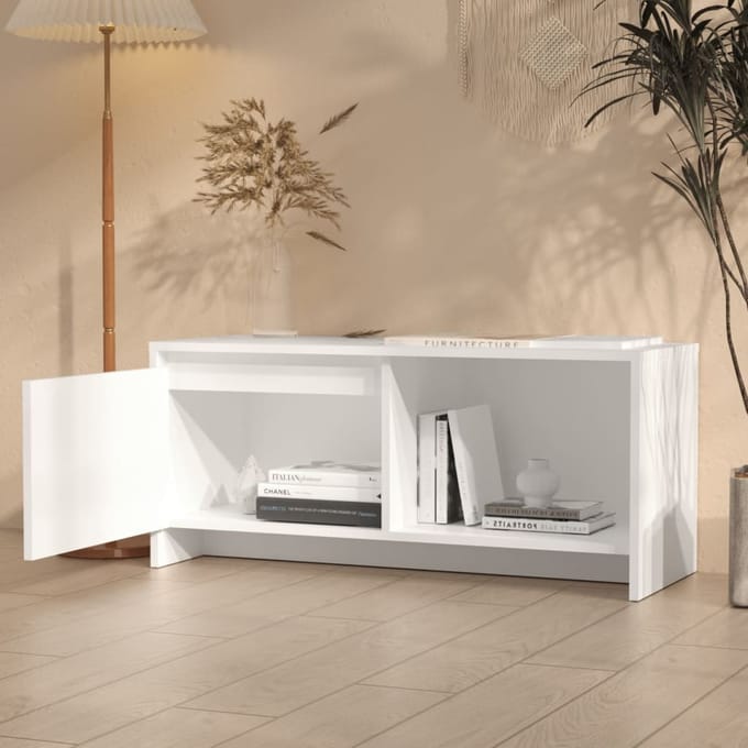 vidaXL - Tv-meubel - 90x35x40 - cm - bewerkt - hout - wit