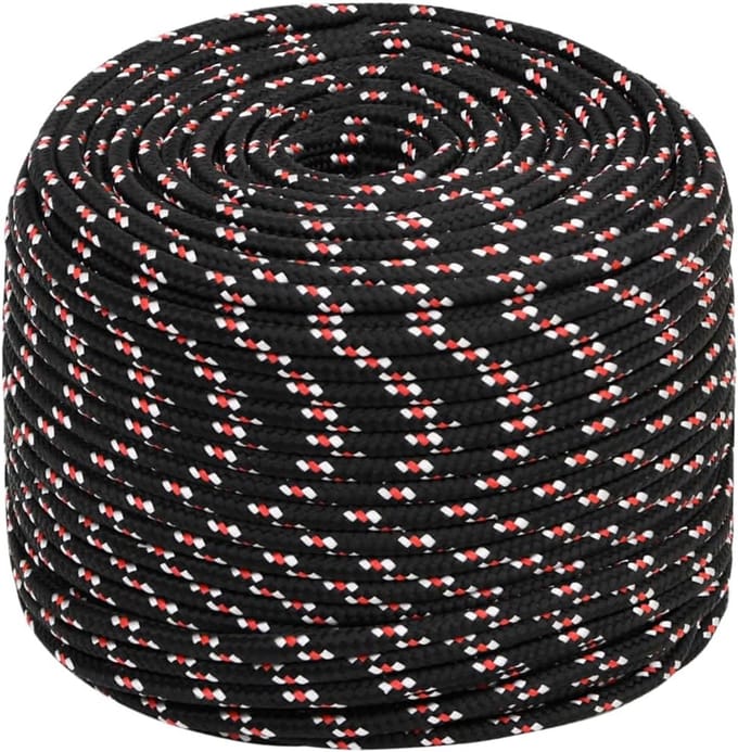 Boot Touw - Meertouw Kabel - Vastleggen Boot - Sterk Polypropyleen - 6mm 250m - Zwart Rood