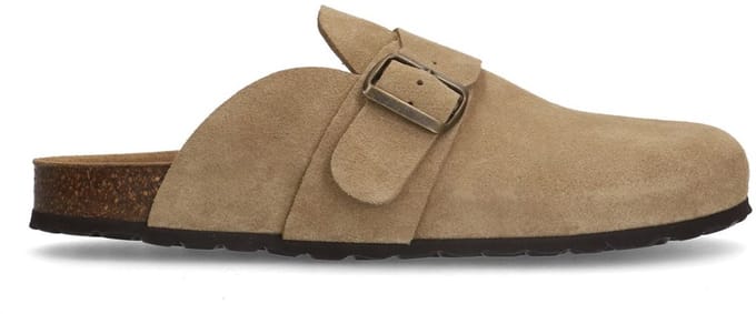 Manfield - Heren - Beige suède slip ons - Maat 40