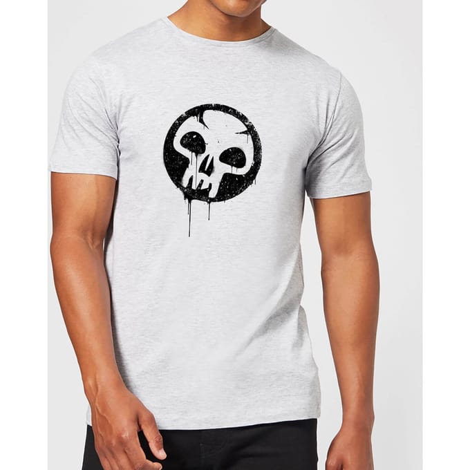 Magic The Gathering Black Mana Splatter Men's T-Shirt - Grey - L