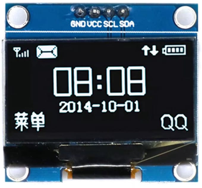 OLED 1.3 inch I2C display 128x64 4 pin wit op zwart geschikt voor Arduino en microcontrollers