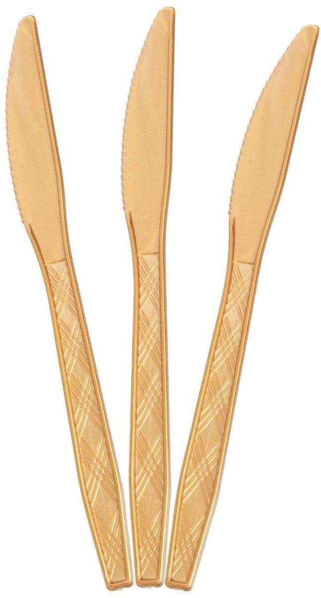 24x Herbruikbaar mes 170 mm , Goud, per 24 stuks verpakt