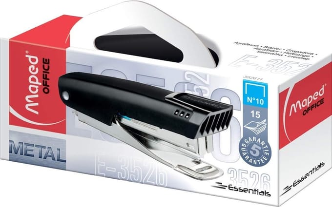 Mini nietmachine van metaal voor 15 vellen in zwart