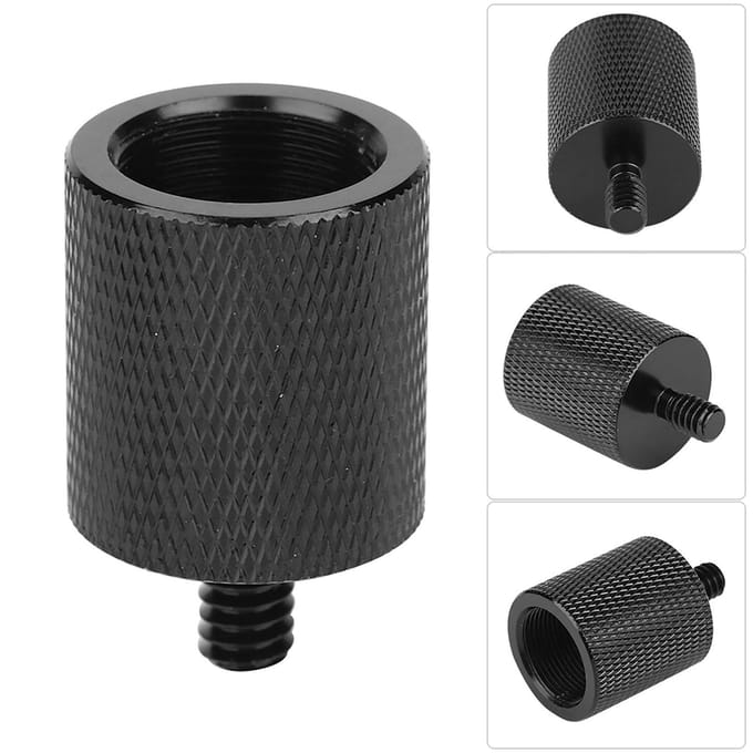 Metalen 58  Vrouwelijk naar 14  Mannelijke Adapter Schroefconnector voor Camera Microfoon Beugel naar Statief black