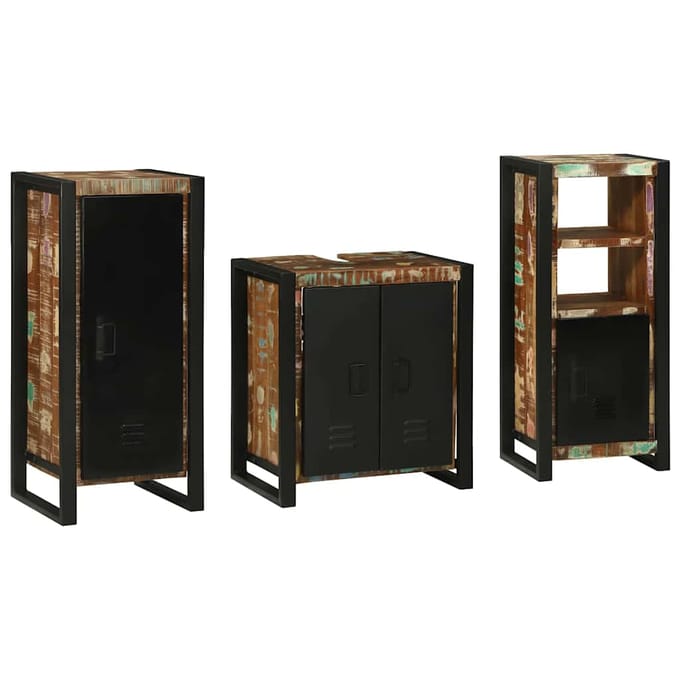 vidaXL Badkamermeubel Set met lade 3 pcs Massief Gerecycleerd Hout