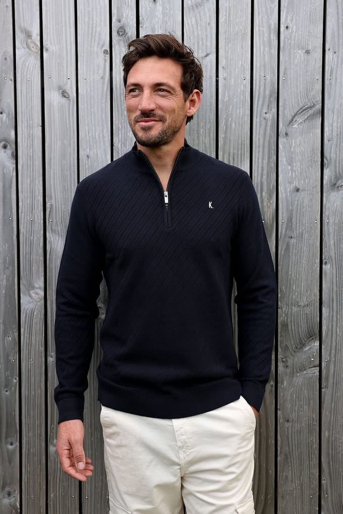Kultivate Kn Crossed Zip Dark Navy Größe: XXL | Pullover Outlet | Herren | Blau