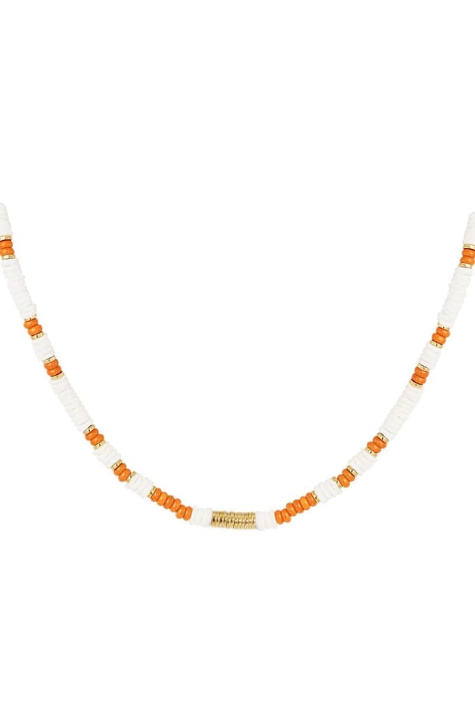 Ketting - Stenen kralen - collier - Beach collectie - Orange - Yehwang