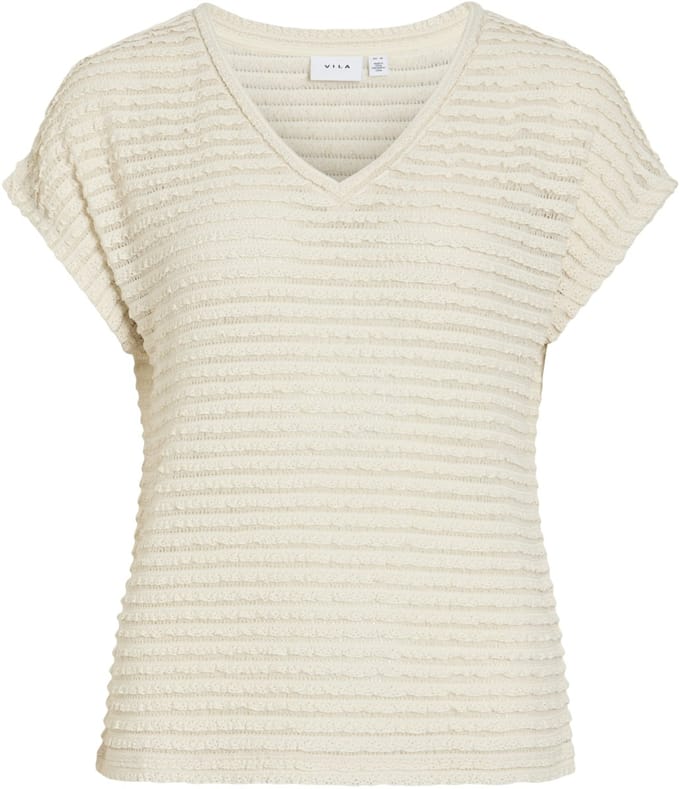 Vila T-shirt Vilogan V-neck C/s Top/rc 14116775 Birch Dames Maat - L