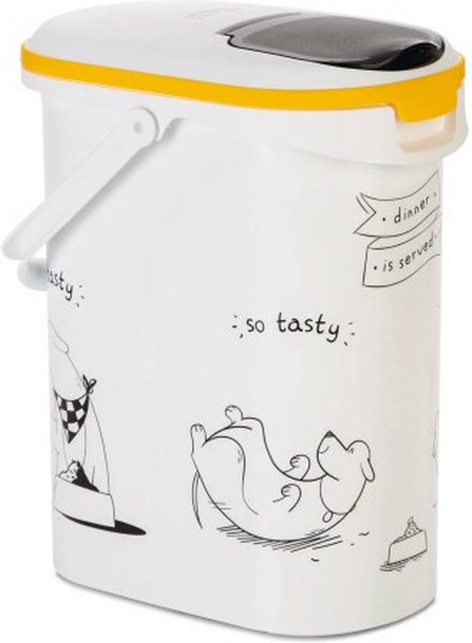Curver Voedselcontainer Hond - 10L - 4KG - 19x30x35cm - Wit/Geel/Zwart