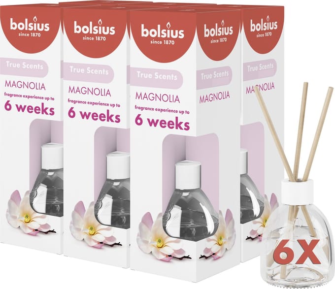 Bolsius - Geurstokjes - Magnolia - 6 stuks - Voordeelverpakking - 60ml