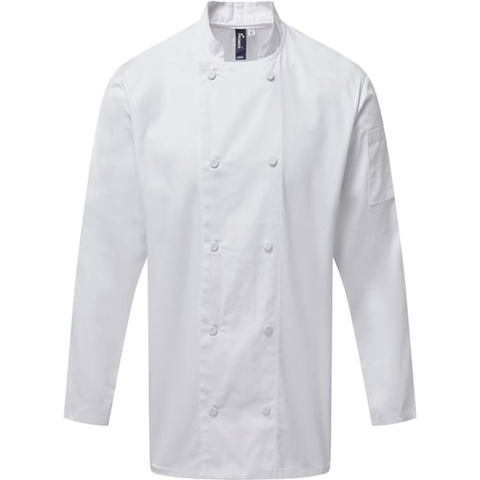 Premier Heren Coolchecker Chef Jacket met lange mouwen (Wit)