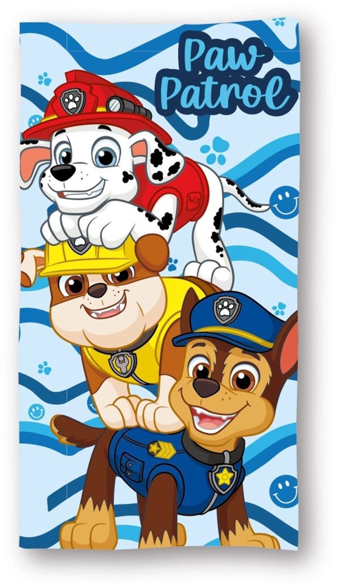 Paw Patrol Blue Wave badhanddoek, strandhanddoek 70x140cm (Snel Drogen)