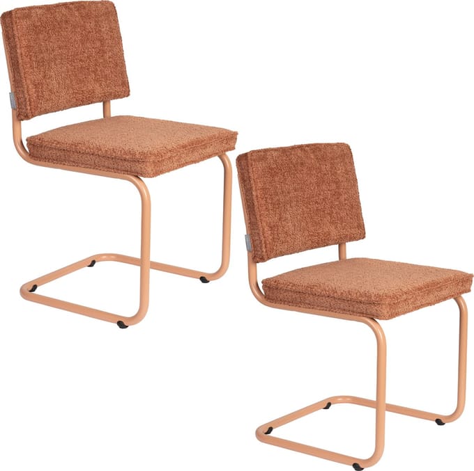 Zuiver Ridge Soft Eetkamerstoelen Terracotta - Set van 2